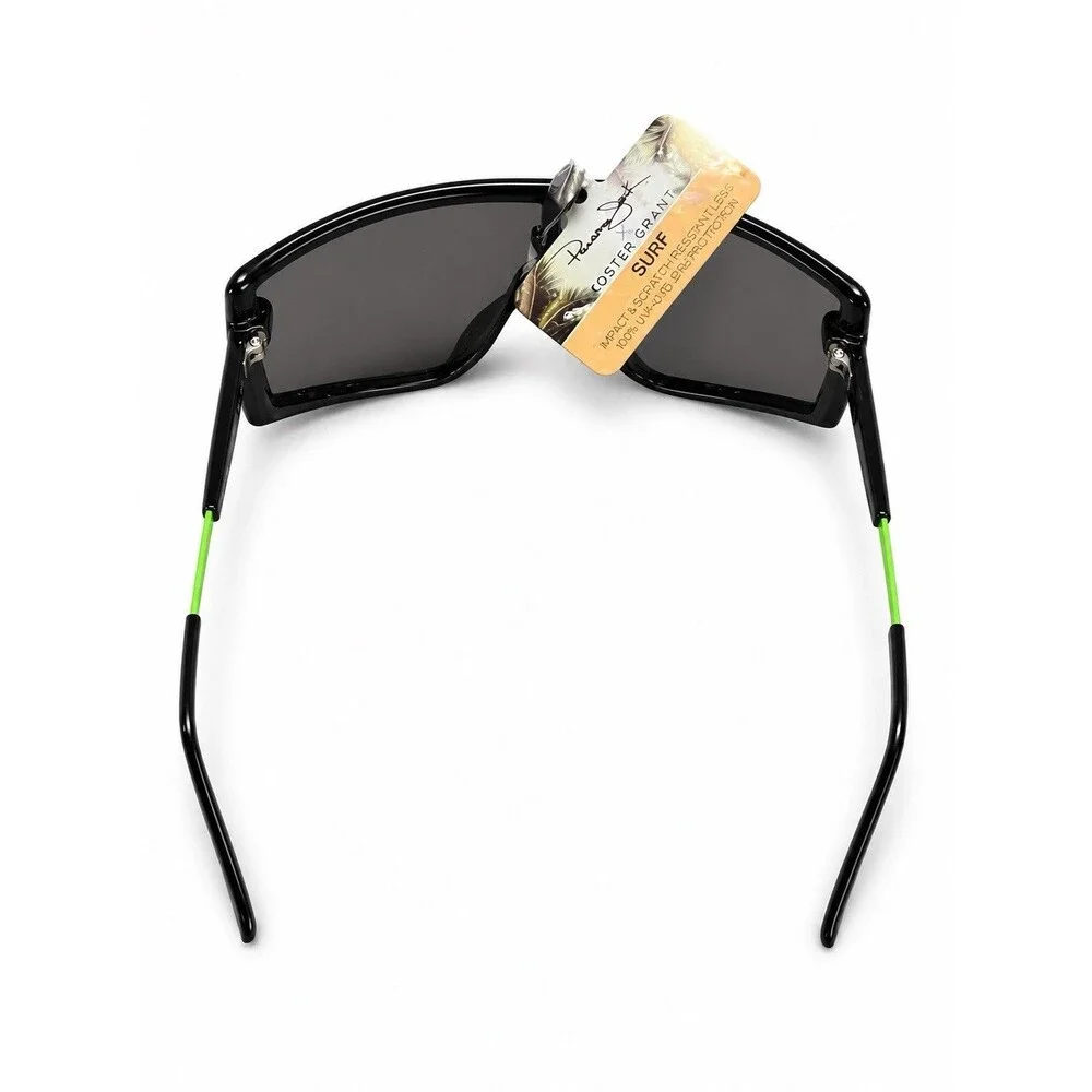 Panama Jack Shield Sunglasses Black Green Surf UV400 Oversized NWT Unisex